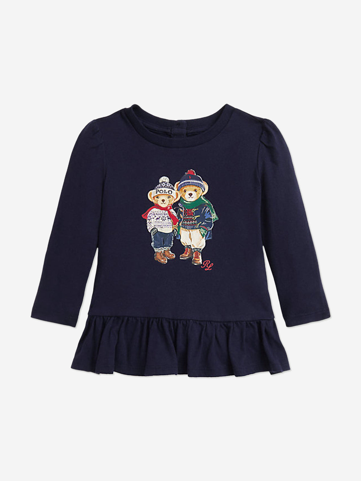 Ralph Lauren Baby Girls Bear Leggings Set in Navy