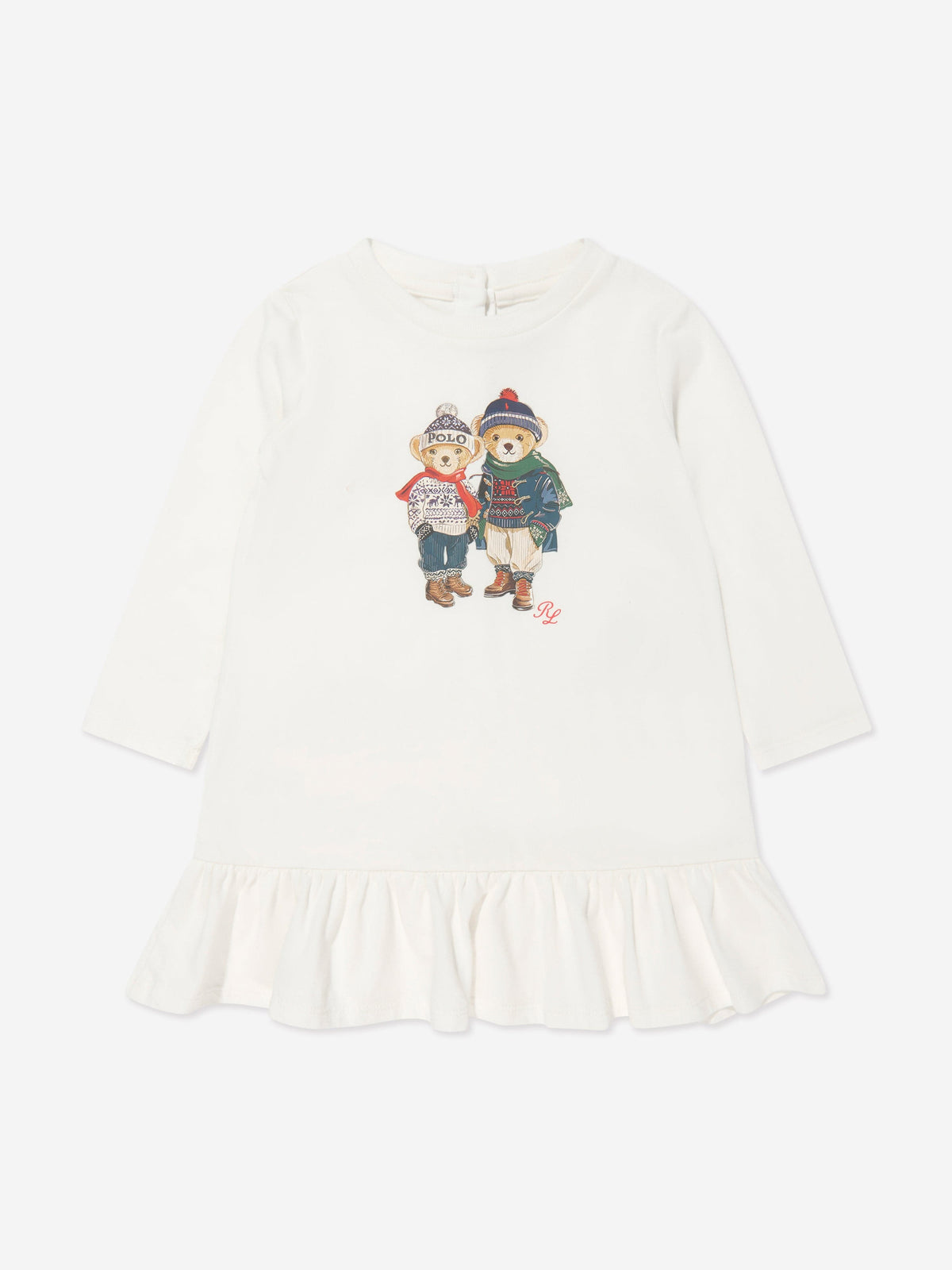 Ralph Lauren Baby Girls Bear Dress in Ivory
