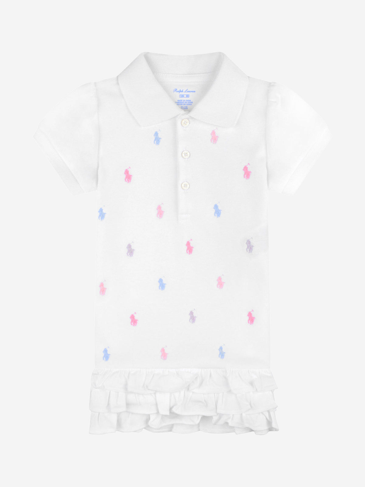 Ralph Lauren Baby Girls Schiffli Polo Dress in White