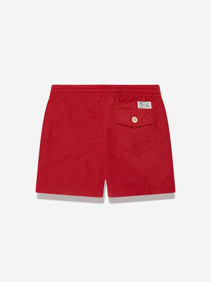 Ralph Lauren 男童红色徽标泳裤