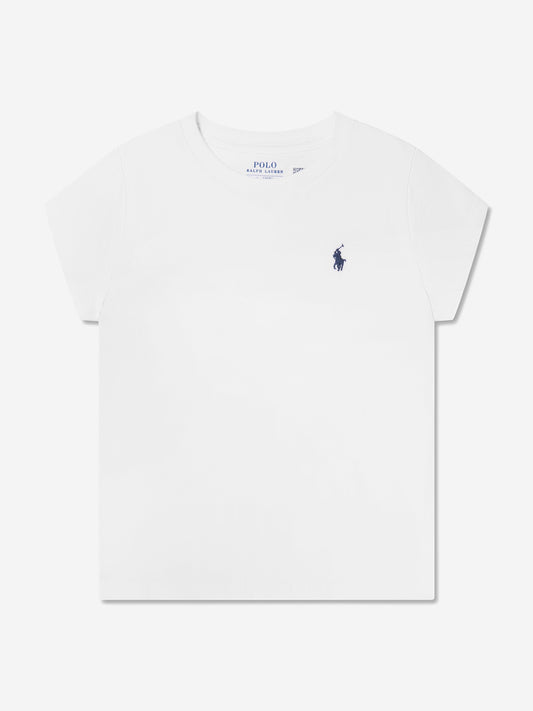 Ralph Lauren 女童白色徽标 T 恤