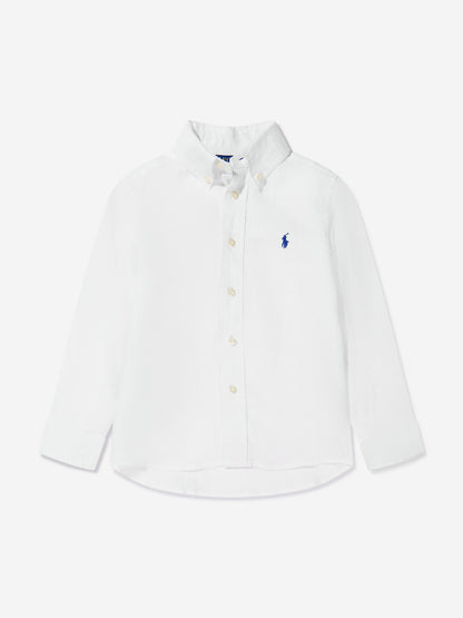 Ralph Lauren 男童白色亚麻衬衫