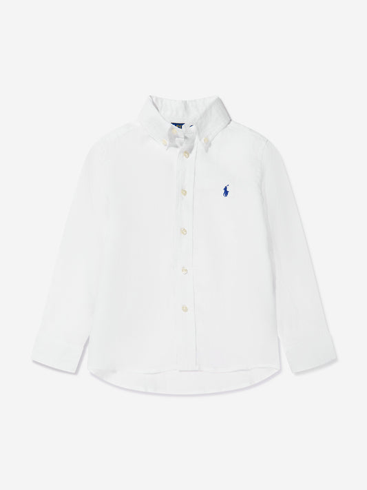 Ralph Lauren 男童白色亚麻衬衫