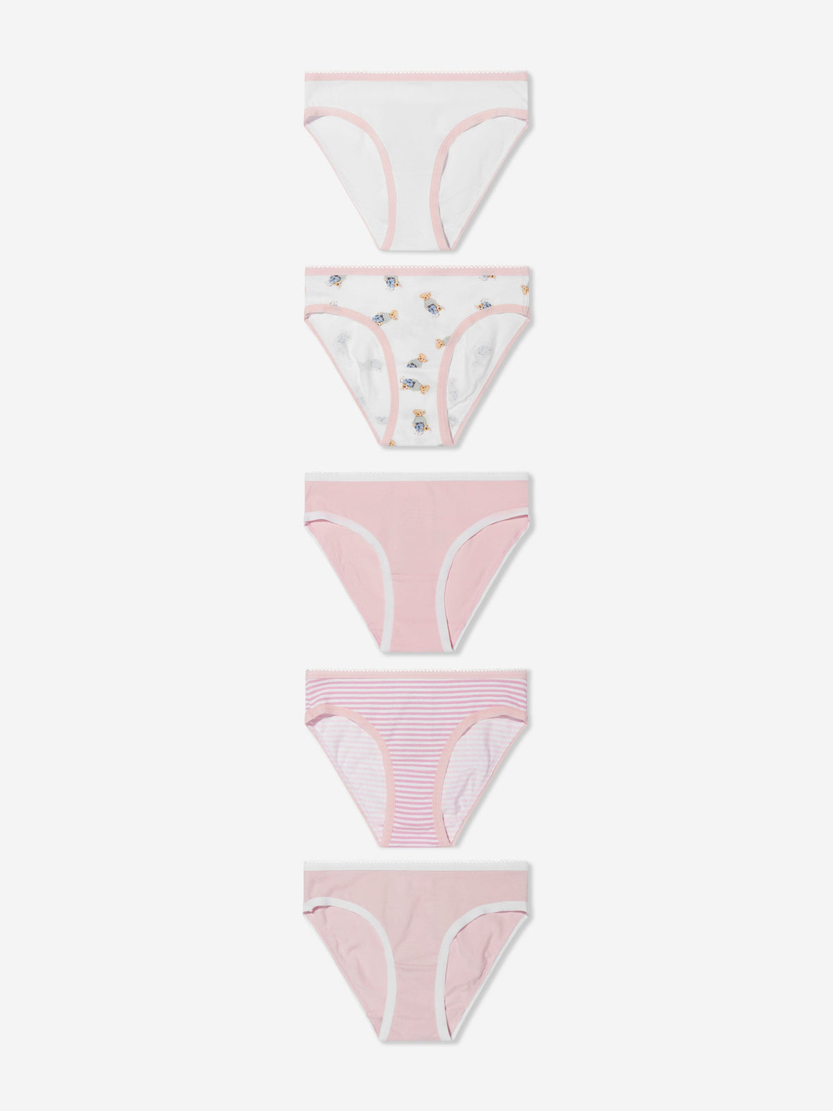 Ralph Lauren Girls 5 Pack Bikini Brief Set in Multicolour