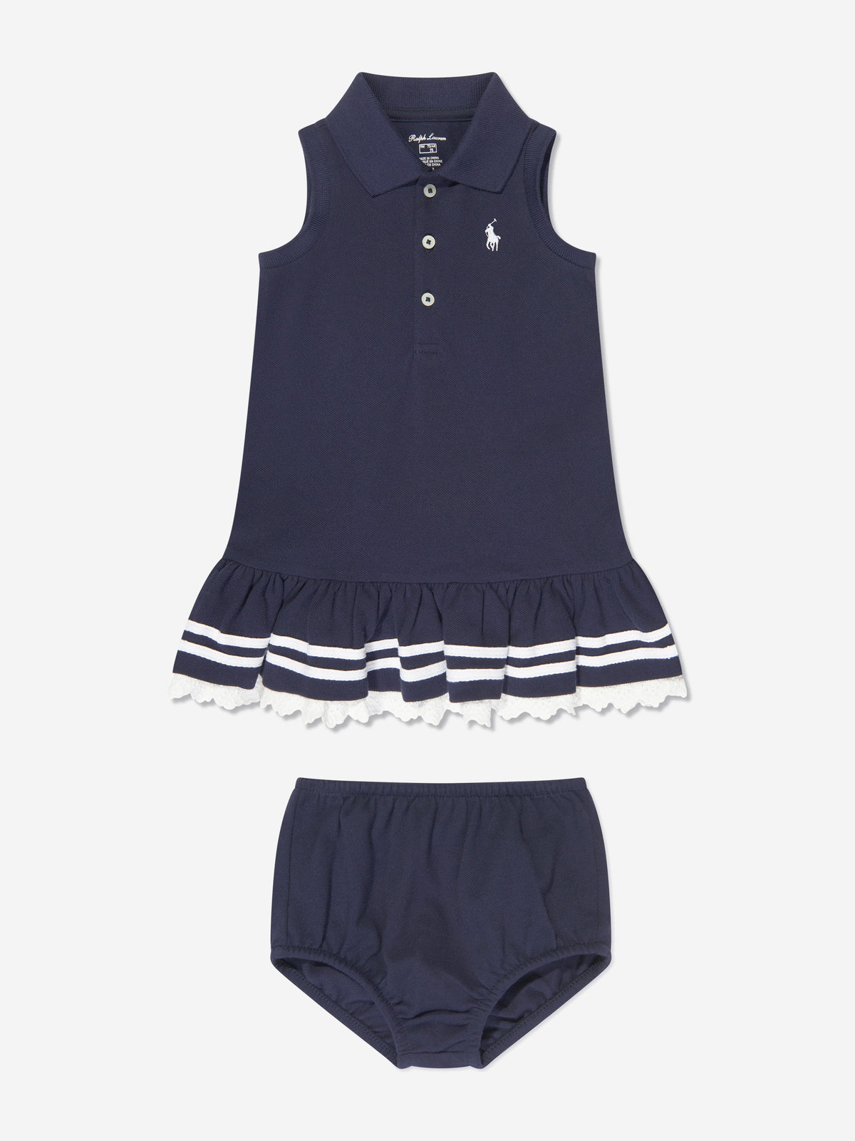 Ralph Lauren 女婴海军蓝水手马球连衣裙