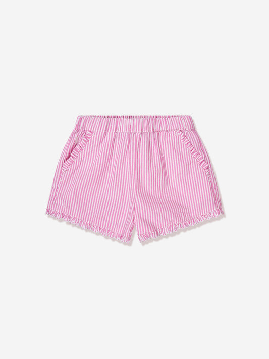 Ralph Lauren 女童条纹荷叶边短裤（粉色）