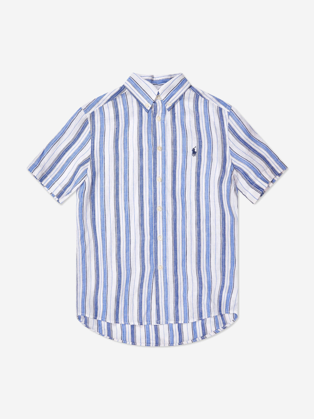 Ralph Lauren 男童蓝色条纹短袖衬衫