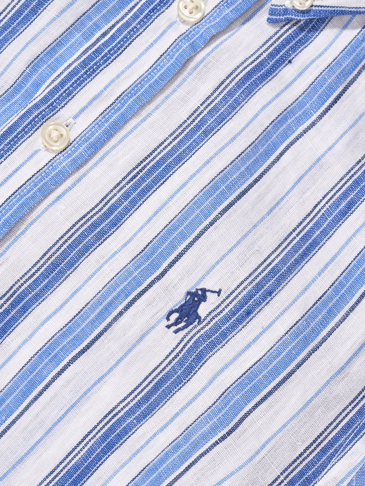 Ralph Lauren 男童蓝色条纹短袖衬衫