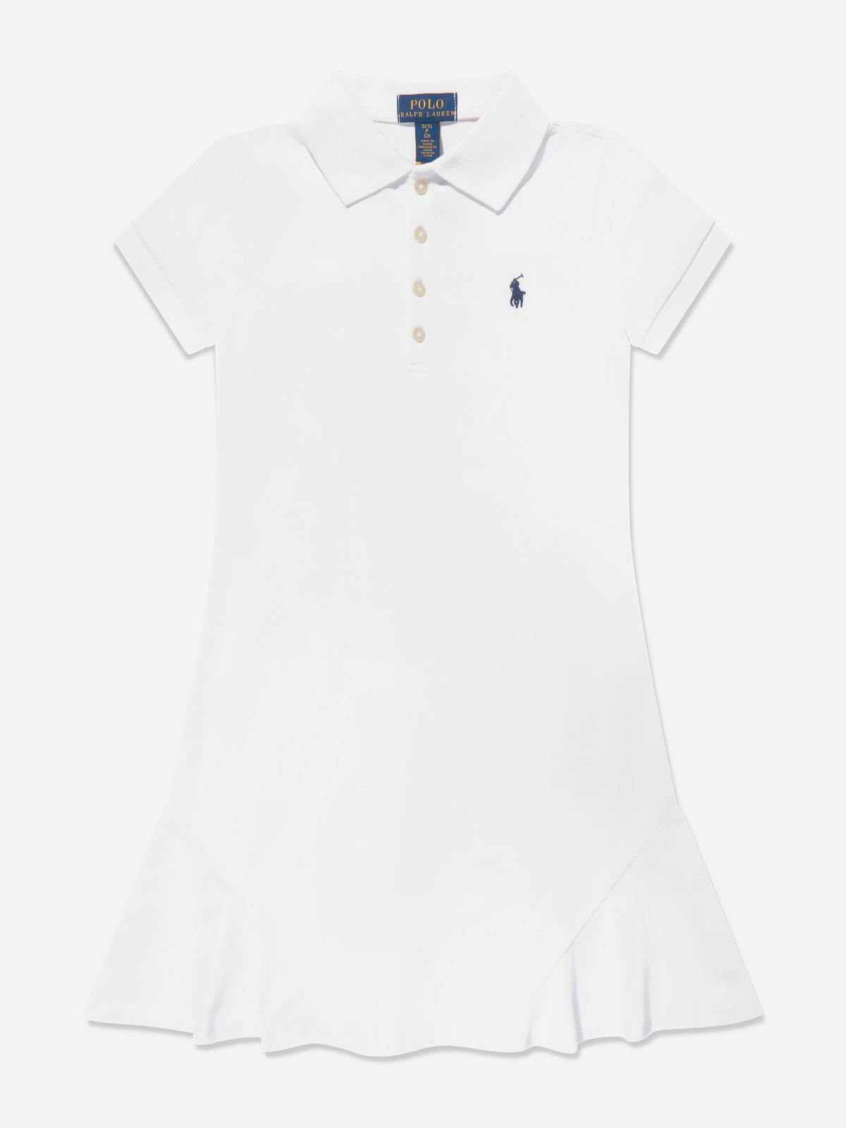 女童白色喇叭形 Polo 裙