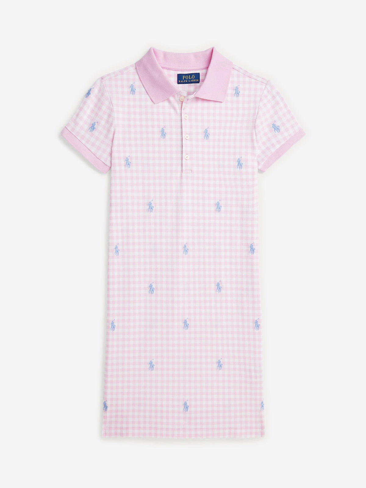 Ralph Lauren 女童粉色格纹 Polo 连衣裙