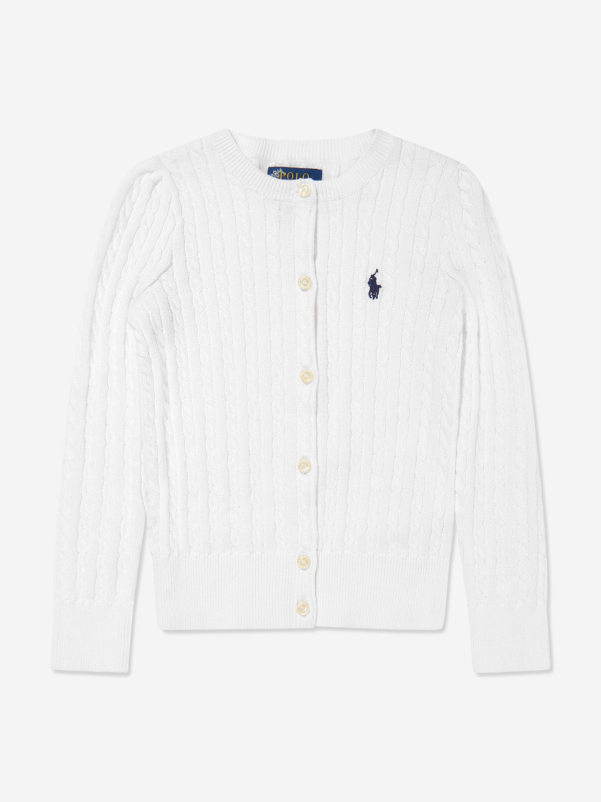 Girls Mini Cable Knit Cardigan in White