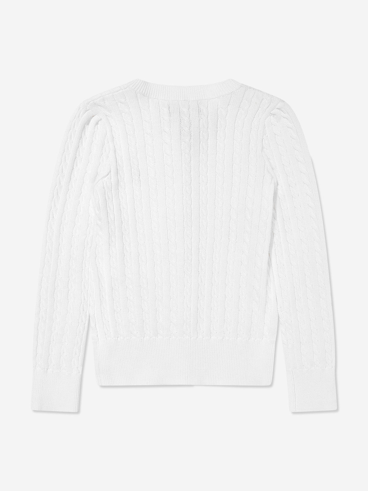 Girls Mini Cable Knit Cardigan in White