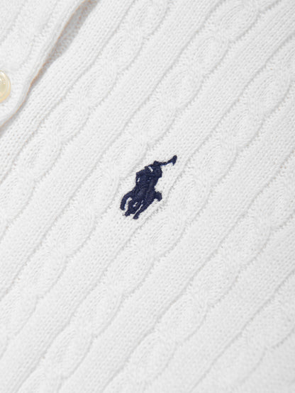 Girls Mini Cable Knit Cardigan in White