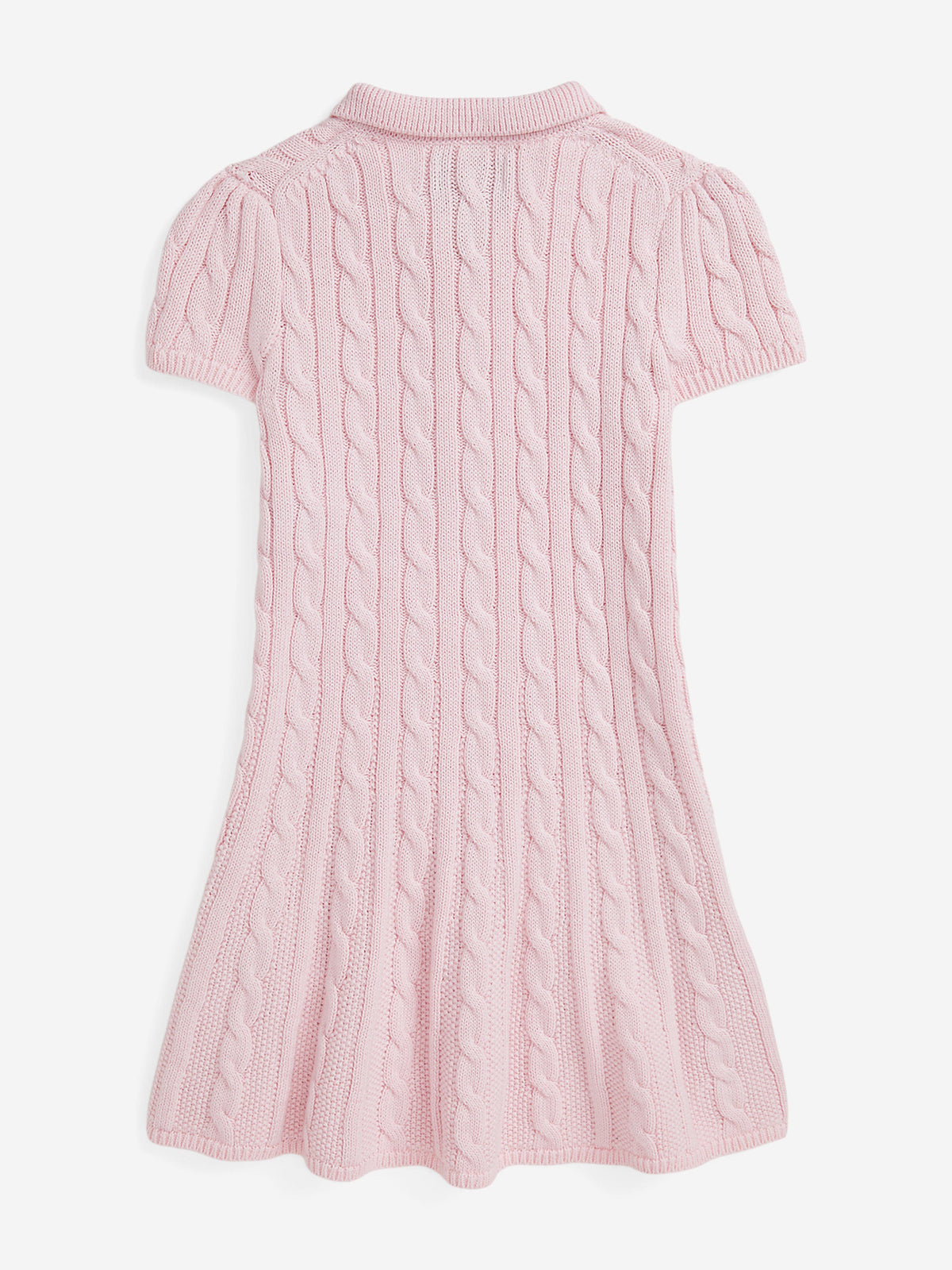 Girls Classic Cable Knit Dress in Pink