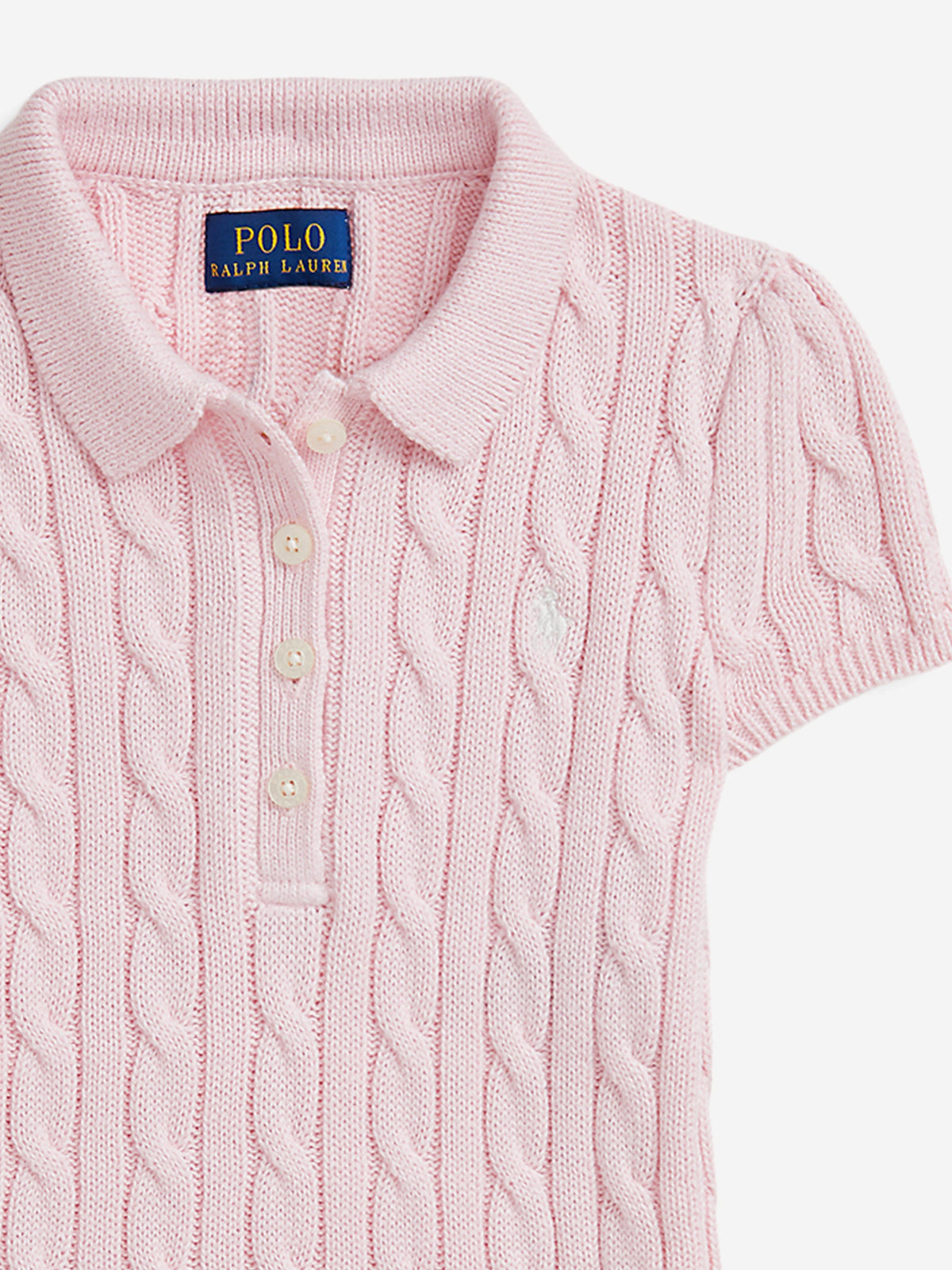 Girls Classic Cable Knit Dress in Pink