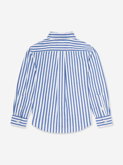 Boys Striped Logo Shirt in Blue