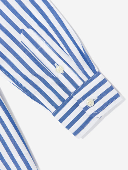 Boys Striped Logo Shirt in Blue