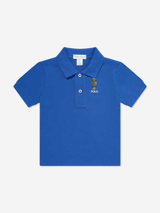 Baby Boys Bear Polo Shirt in Blue