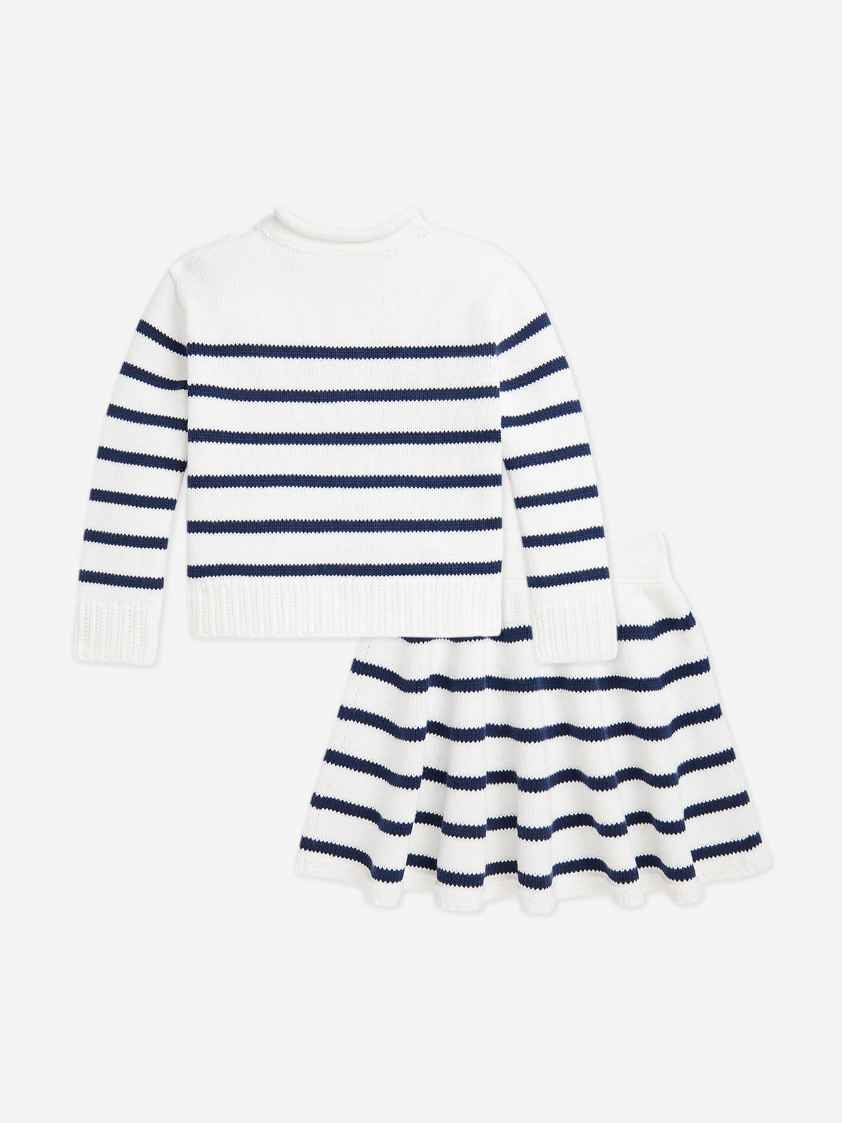 Girls Striped Skirt Set in White