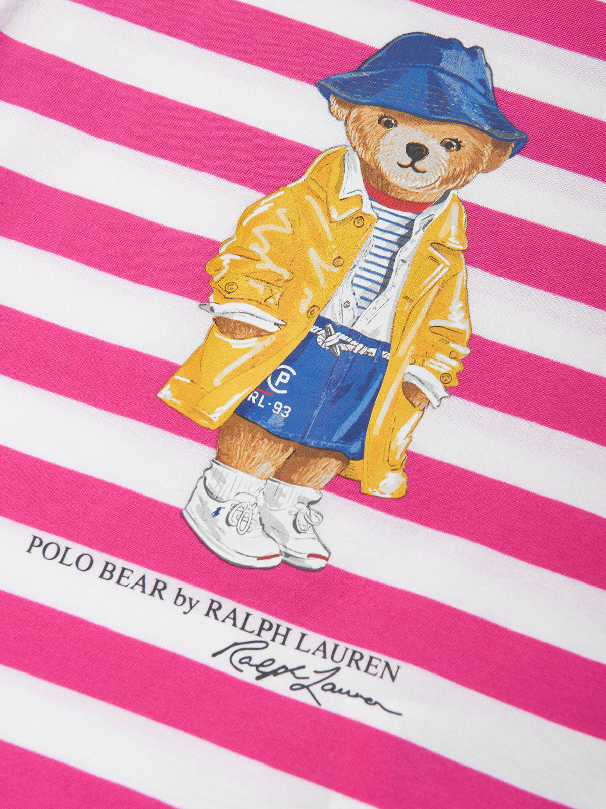 Girls Striped Polo Bear T-Shirt in Pink