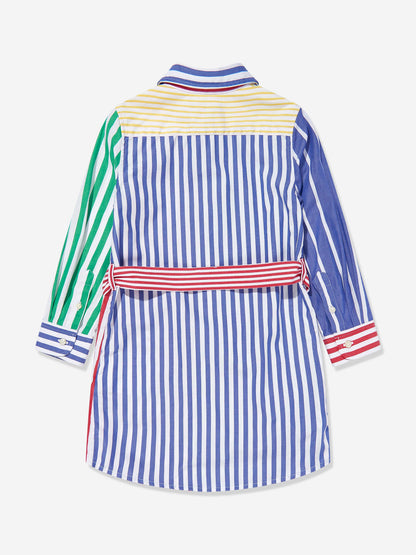 Girls Striped Shirt Dress in Multicolour