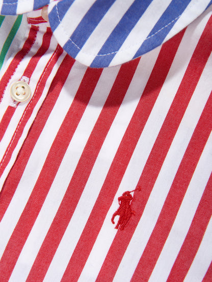 Girls Striped Shirt Dress in Multicolour