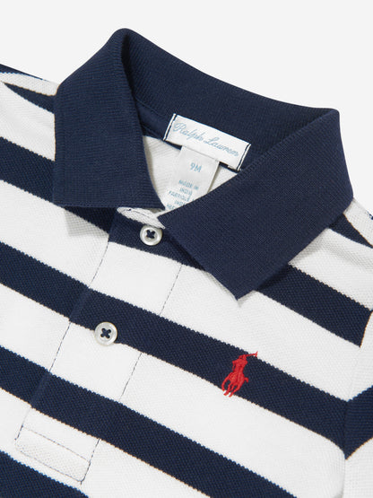 Boys Striped Polo Shirt in Navy