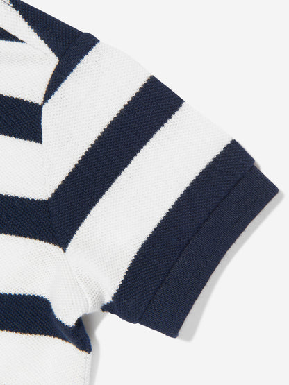 Boys Striped Polo Shirt in Navy