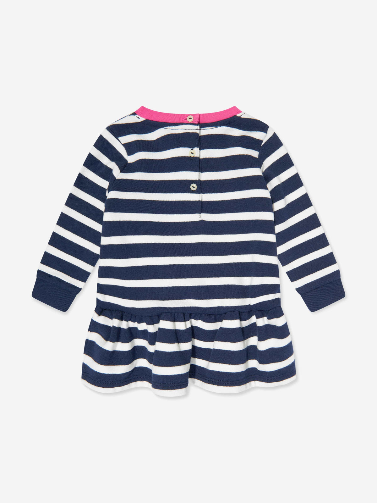 Baby Girls Striped Polo Bear Dress in Navy