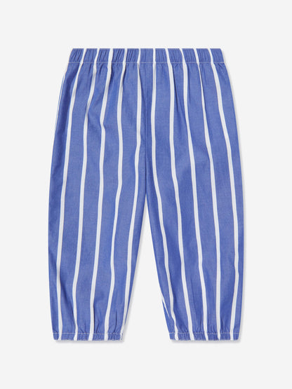 Baby Girls Striped Trouser Set in Blue
