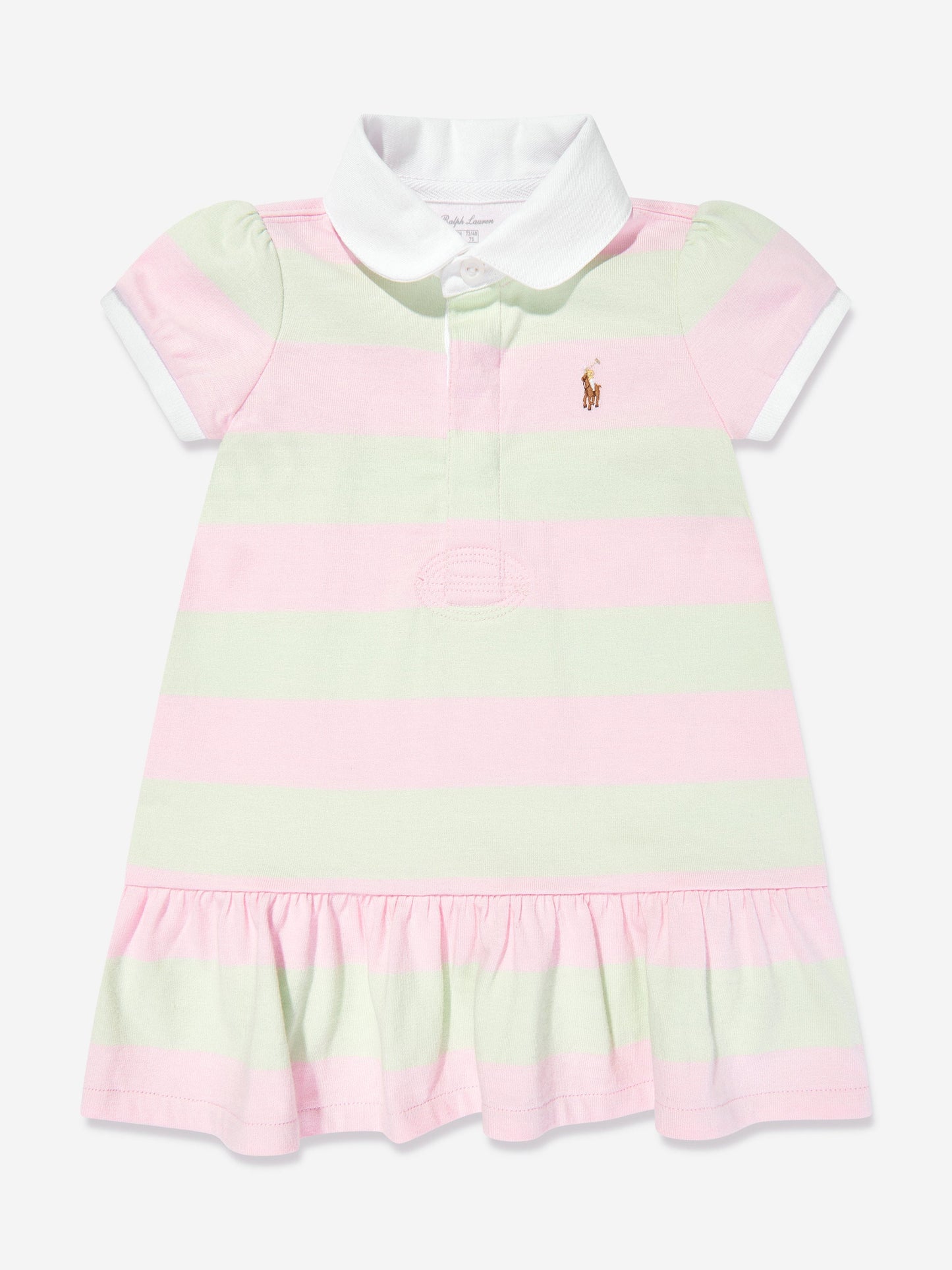 Baby Girls Striped Rugby Dress With Bloomers in Pink