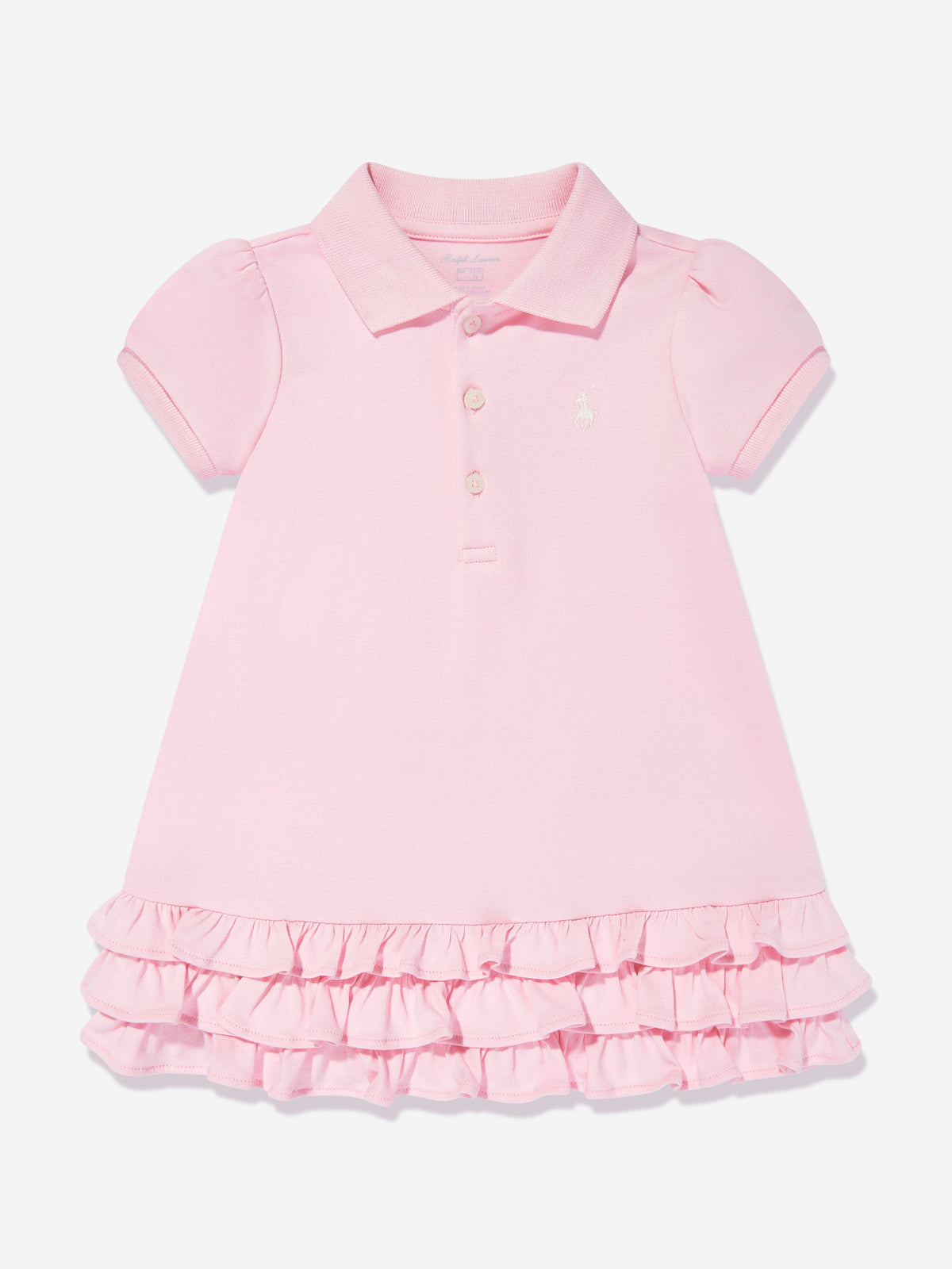 Baby Girls Ruffle Polo Dress With Bloomers in Pink