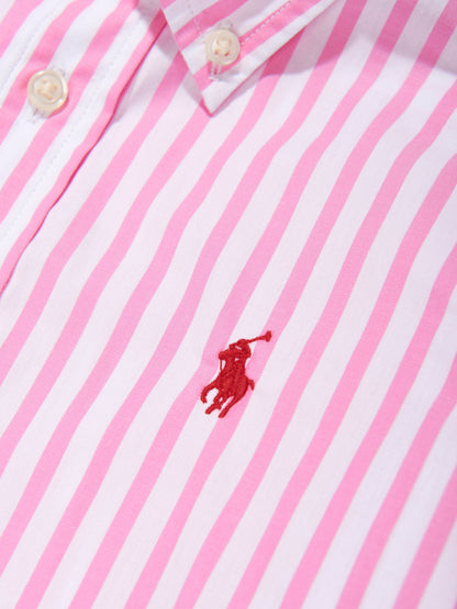 Boys Striped Logo Shirt in Pink
