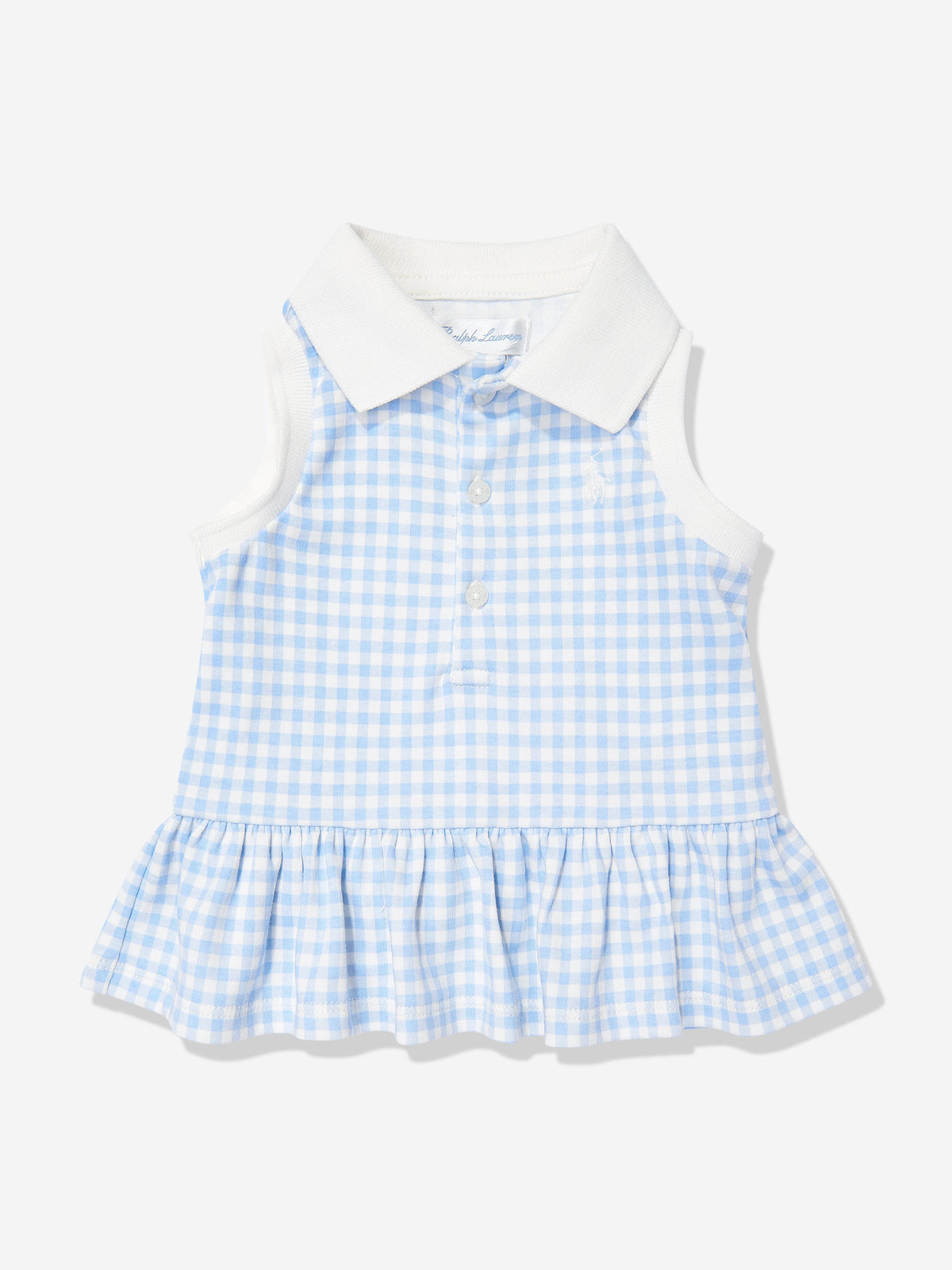 Ralph Lauren Baby Girls Gingham Short Set with Sun Hat in Blue