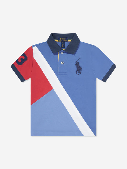 Ralph Lauren Boys Diagonal Stripe Polo Shirt in Blue