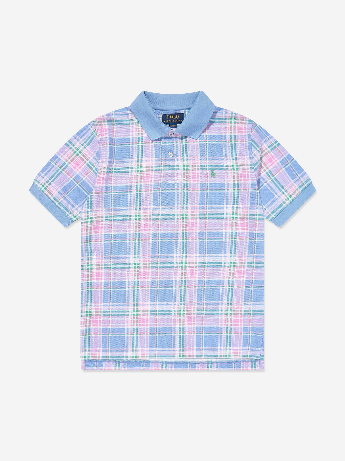 Boys Checked Polo Shirt in Blue