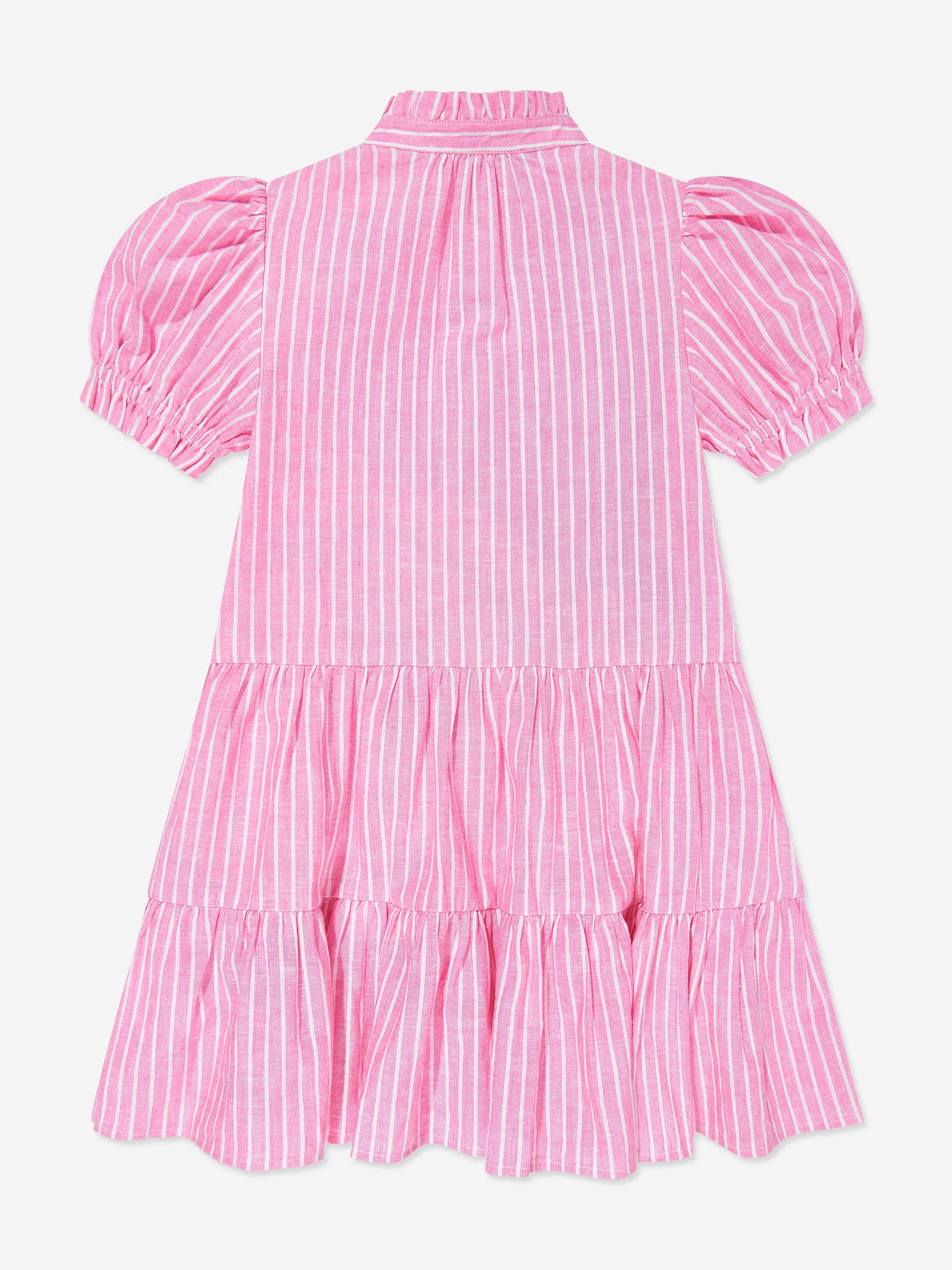Girls Striped Tier Shirt Dress in Pink