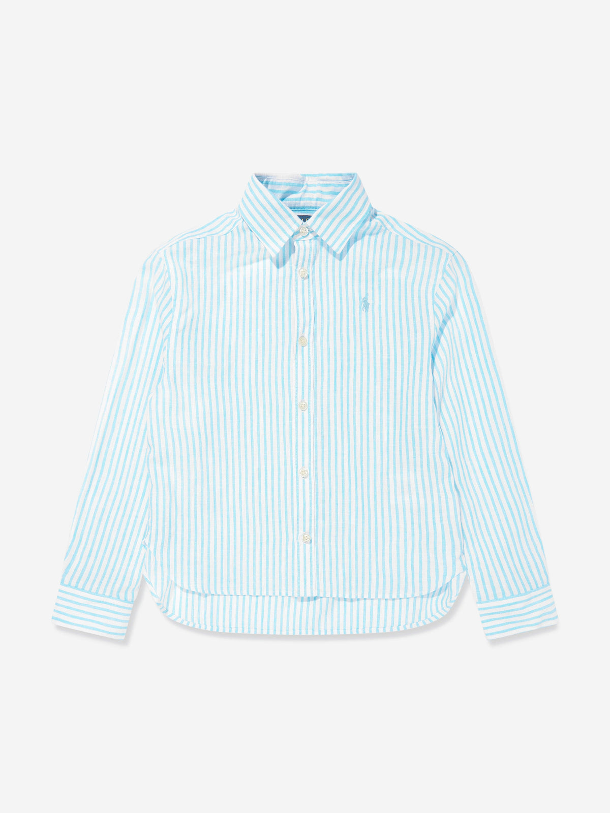 Girls Striped Logo Shirt in Blue