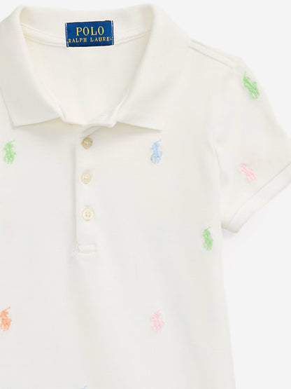 Girls Logo Polo Dress in White