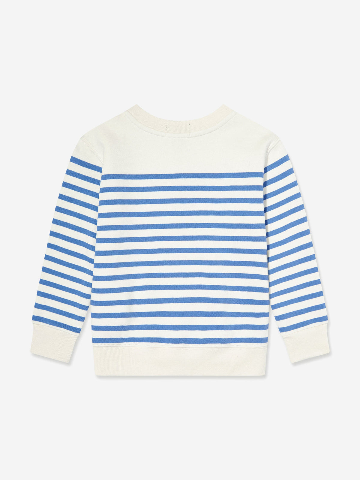 Boys Striped Polo Bear Jumper in White