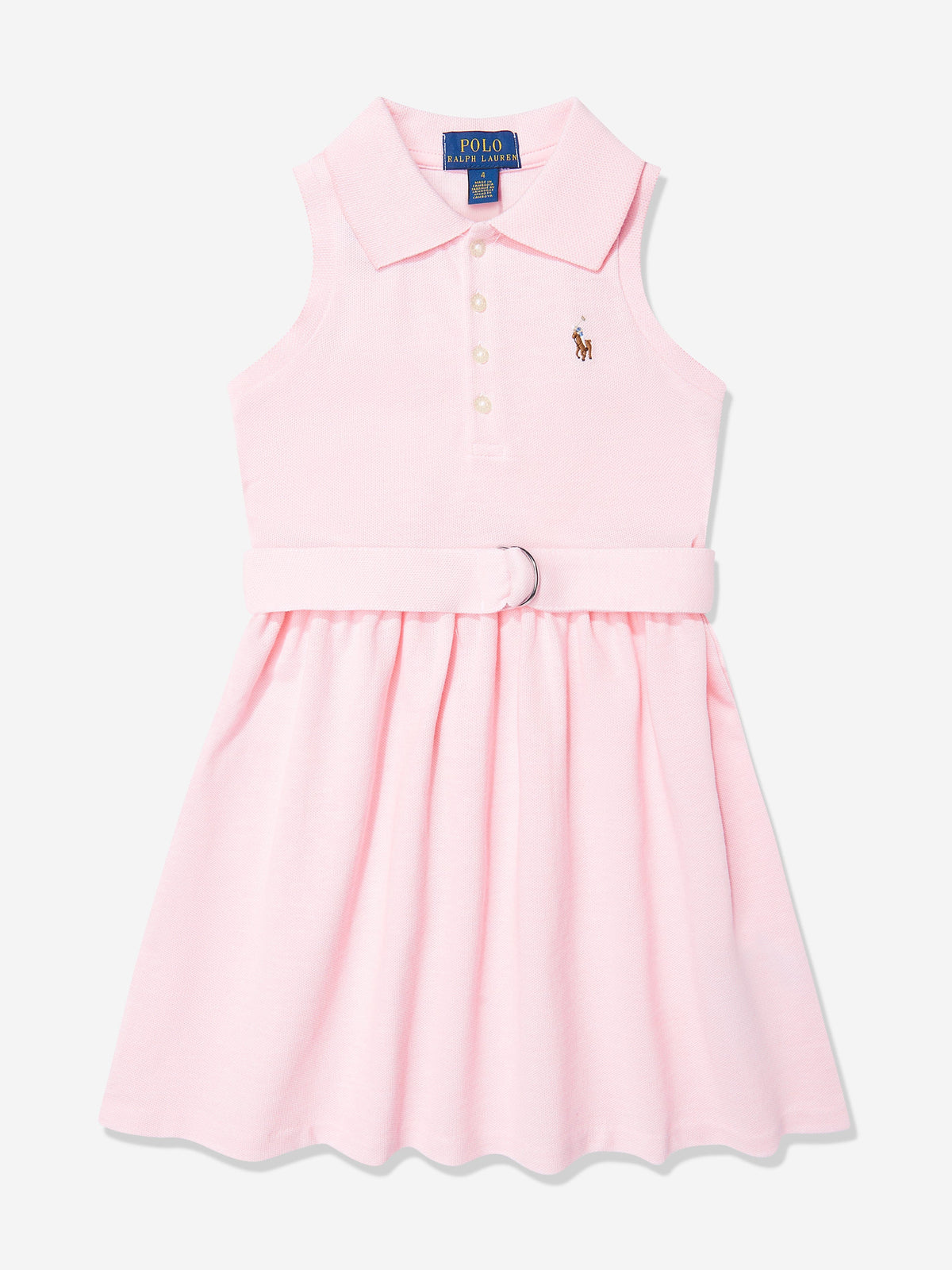 Girls Sleeveless Polo Dress in Pink