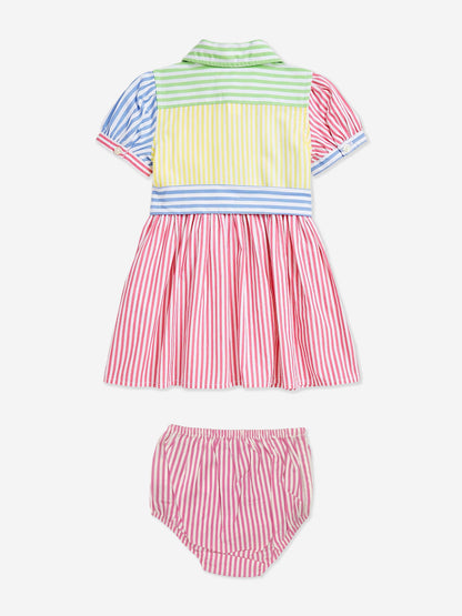 Baby Girls Striped Shirt Dress in Pink