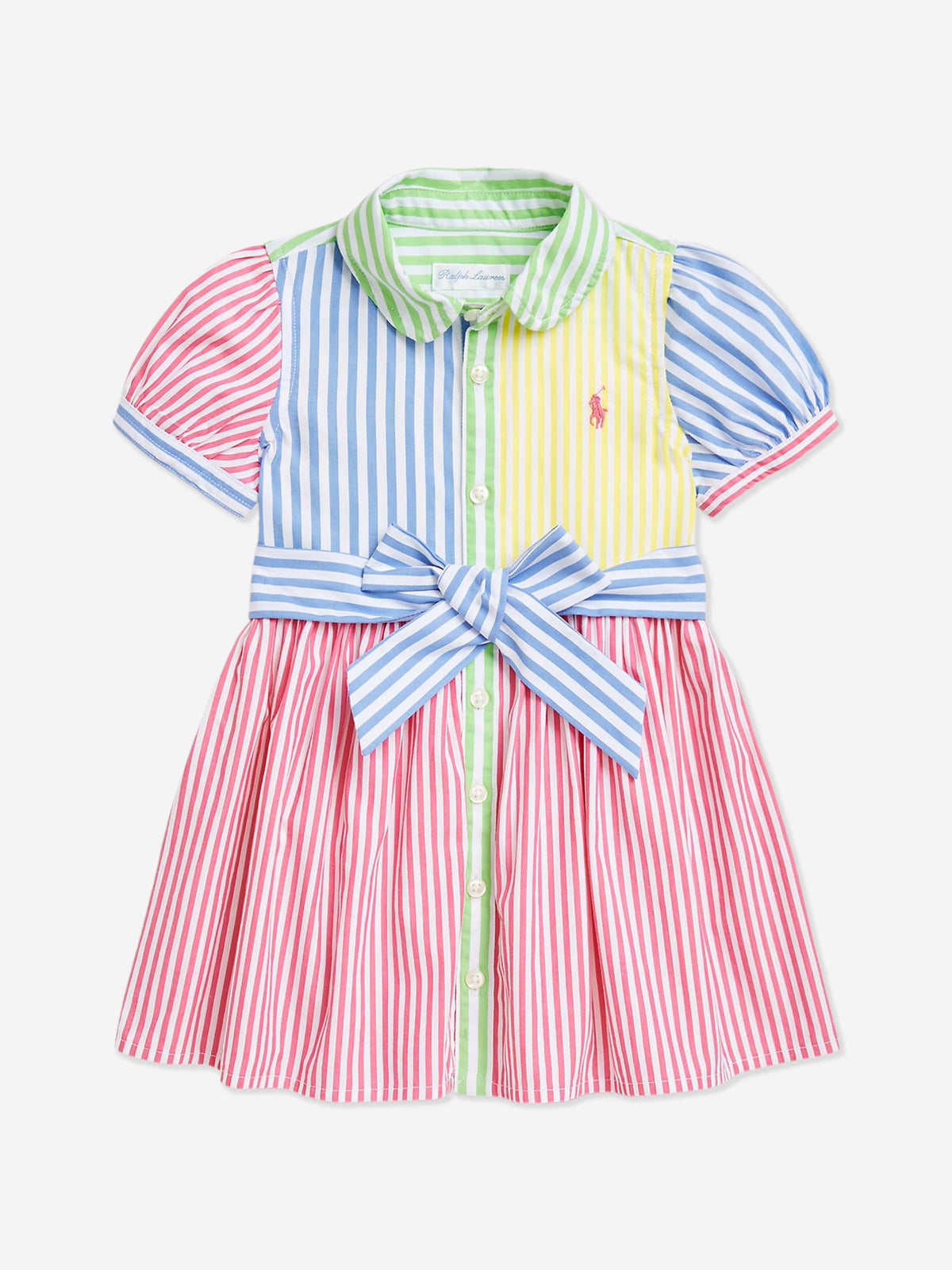 Baby Girls Striped Shirt Dress in Pink