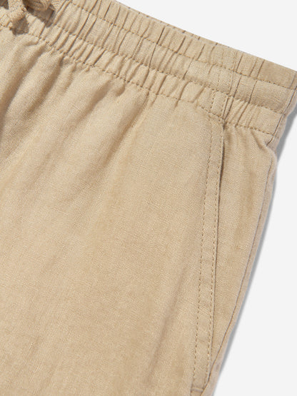 Boys Linen Trousers in Brown