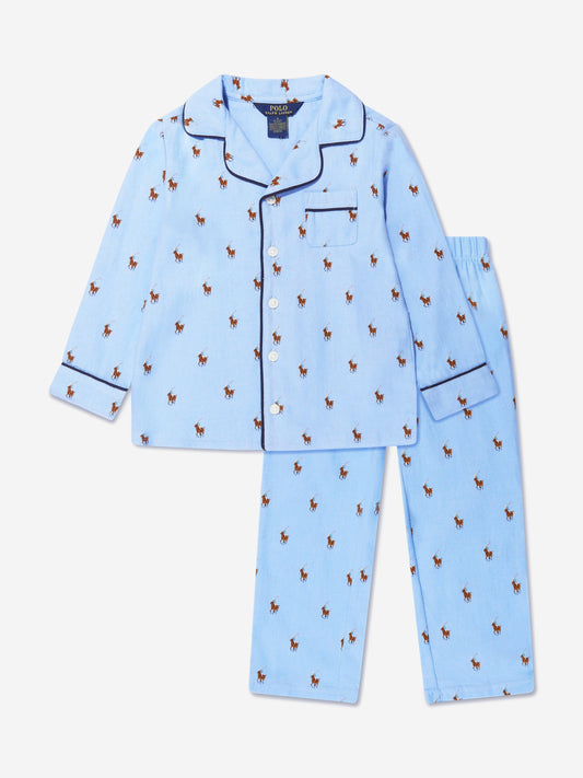 Ralph Lauren Boys Logo Pyjama Set in Blue