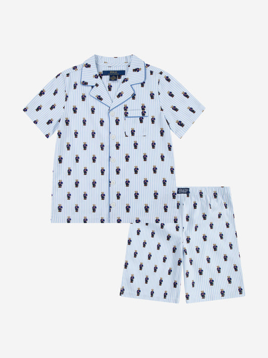 Boys Bear Short Pyjamas Set in Blue