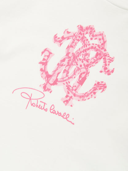 Girls Floral Logo Dress in White