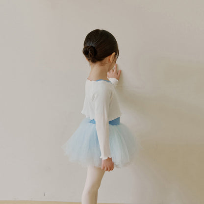 女童白色短款芭蕾舞T恤