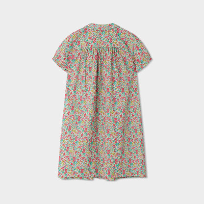 女童红色碎花棉连衣裙