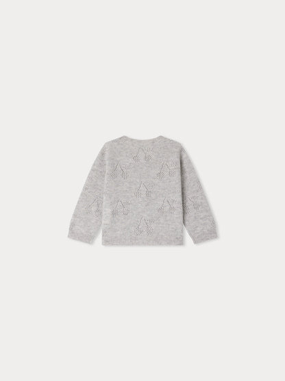 女婴灰色樱桃羊绒开衫